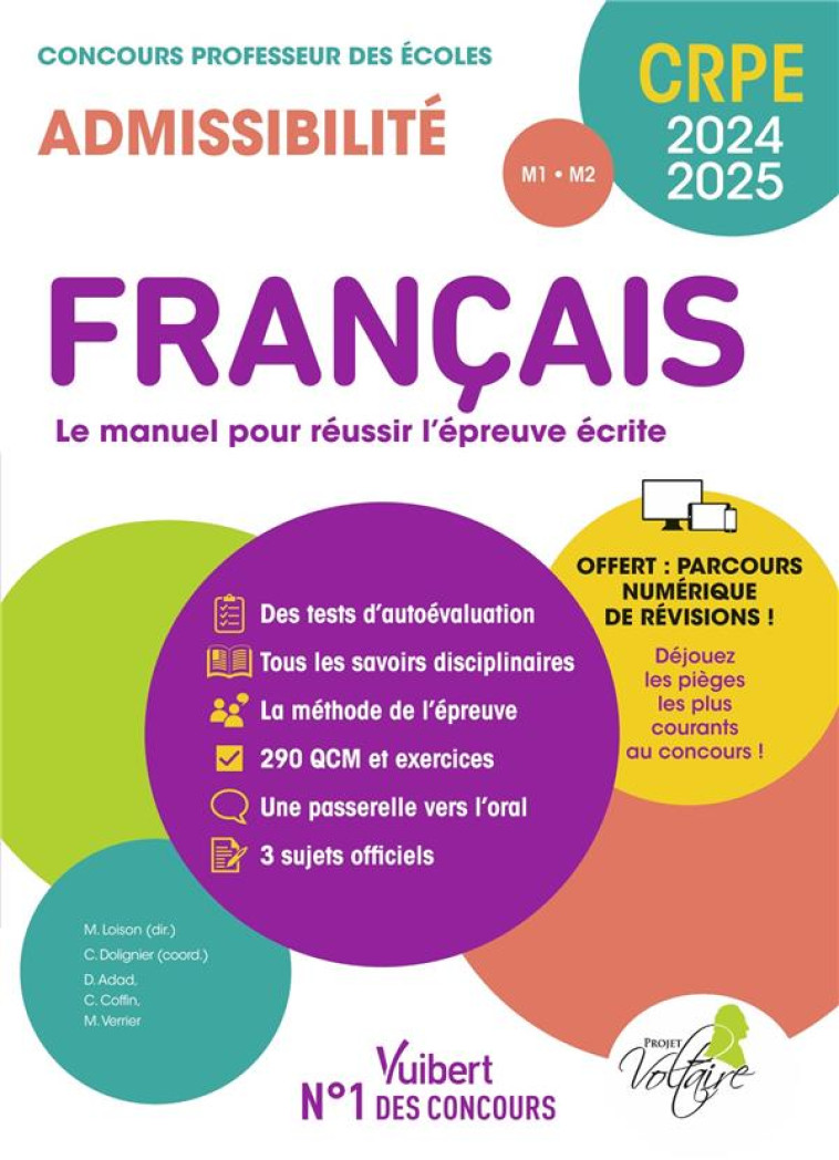 MANUEL CRPE : FRANCAIS : CRPE 2024-2025  -  EPREUVE ECRITE D'ADMISSIBILITE  -  CONCOURS PROFESSEUR DES ECOLES - ADAD, DANIEL  - VUIBERT