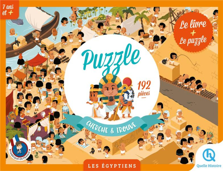 PUZZLE CHERCHE ET TROUVE - LES EGYPTIENS - LE LIVRE + LE PUZZLE 192 PIECES - XXX - QUELLE HISTOIRE