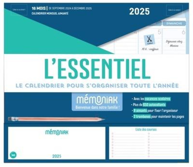 MINI-ORGANISEUR L-ESSENTIEL MEMONIAK, CALENDRIER MENSUEL (SEPT. 2024- DEC. 2025) - XXX - NC