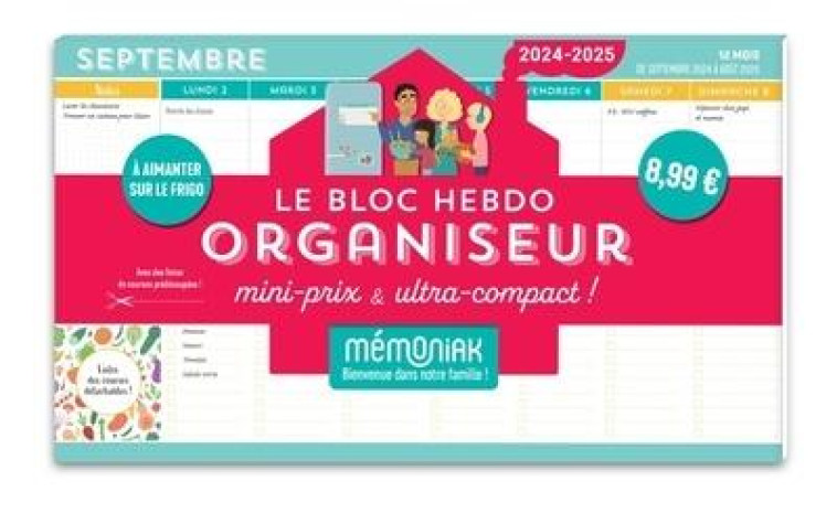 LE BLOC HEBDO ORGANISEUR MINI-PRIX & ULTRA-COMPACT 2024-2025, 12 MOIS - NESK - NC