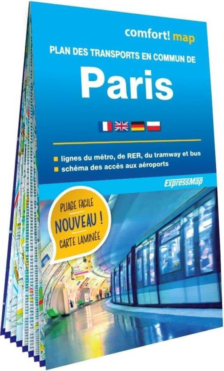 PLAN DES TRANSPORTS EN COMMUN DE PARIS (CARTE FORMAT POCHE LAMINEE - PLAN DE VILLE) - XXX - NC