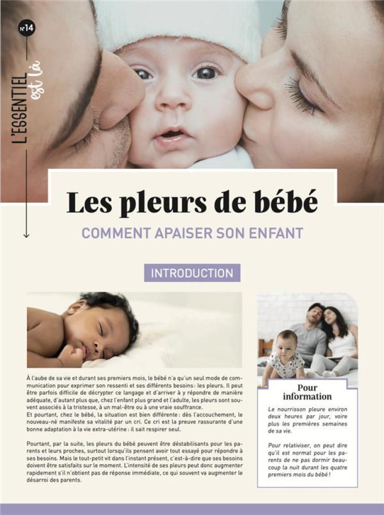 LES PLEURS DE BEBE : COMMENT APAISER SON ENFANT - COLLECTIF - MERCILESLIVRES