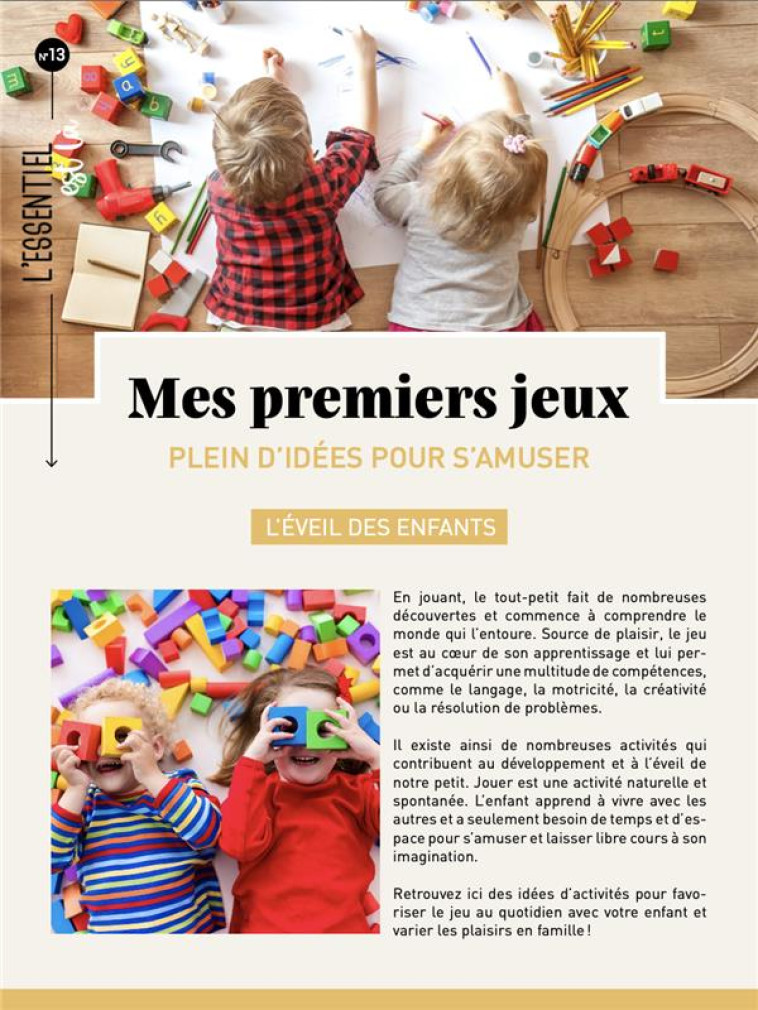 MES PREMIERS JEUX : PLEIN D-IDEES POUR S-AMUSER - L-EVEIL DES ENFANTS, DE 0 A 3 ANS - COLLECTIF - MERCILESLIVRES