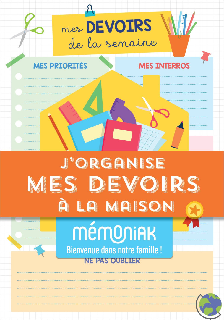 J'organise mes devoirs à la maison Mémoniak - bloc de 52 plannings de révision - XXX - 365 PARIS