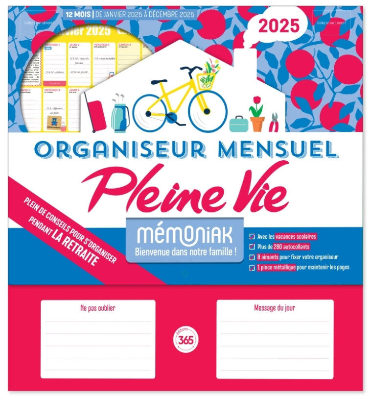 Organiseur mensuel Pleine Vie Mémoniak, janvier à décembre 2025 - XXX - 365 PARIS