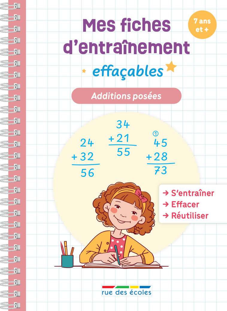 Mes fiches d’entraînement effaçables - Additions posées - Collectif  - RUE DES ECOLES