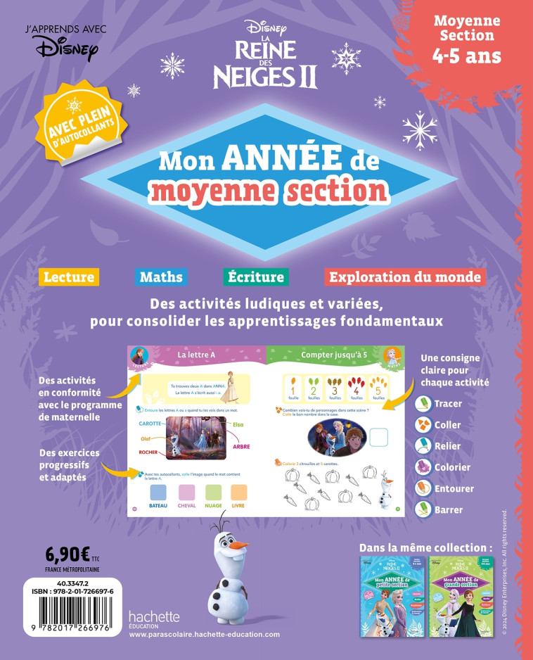 Disney - La Reine des Neiges 2 - Mon année de Moyenne Section (4-5 ans) -  Hachette Education - HACHETTE EDUC