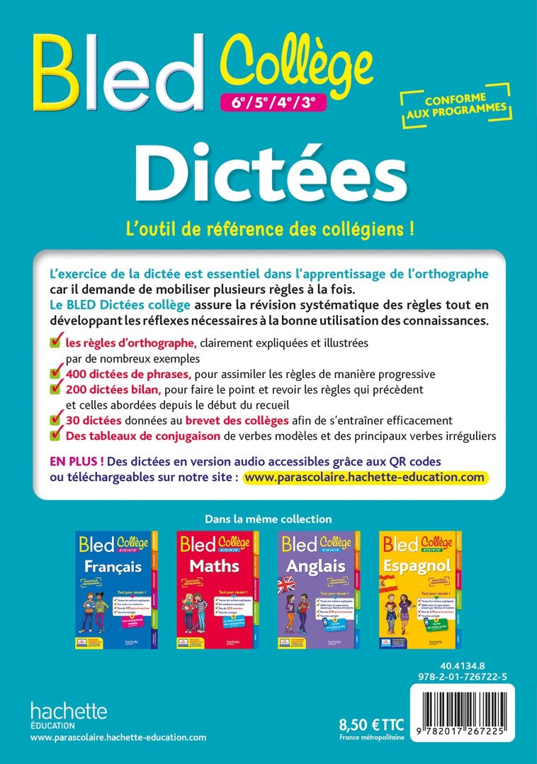 BLED Collège Dictées - Lisle Isabelle, Amiet Christelle - HACHETTE EDUC