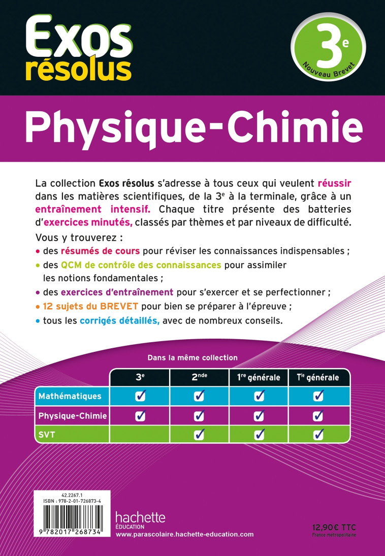 Exos résolus - Physique-Chimie 3e - Sébastien Dessaint - HACHETTE EDUC