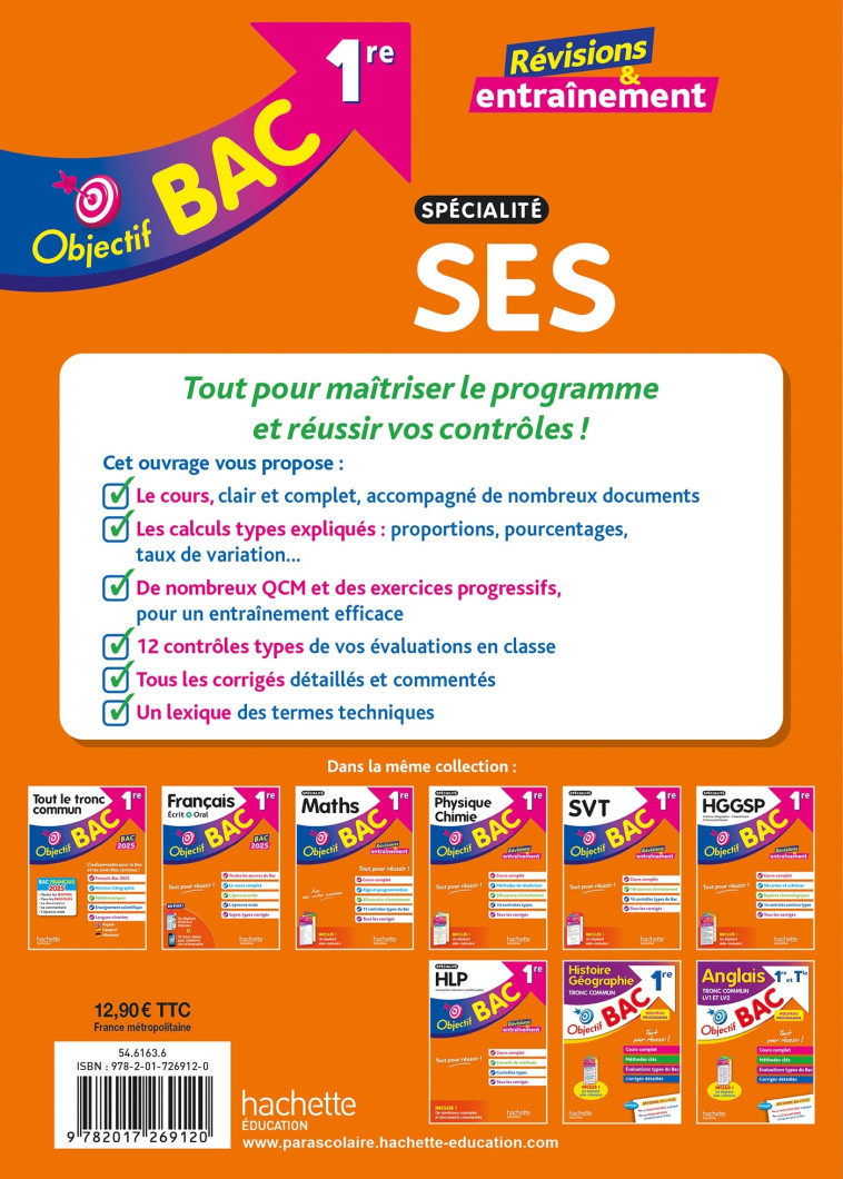 Objectif BAC 1re spécialité SES BAC 2025 - Femenia Alexandre, Cauna Annabelle - HACHETTE EDUC