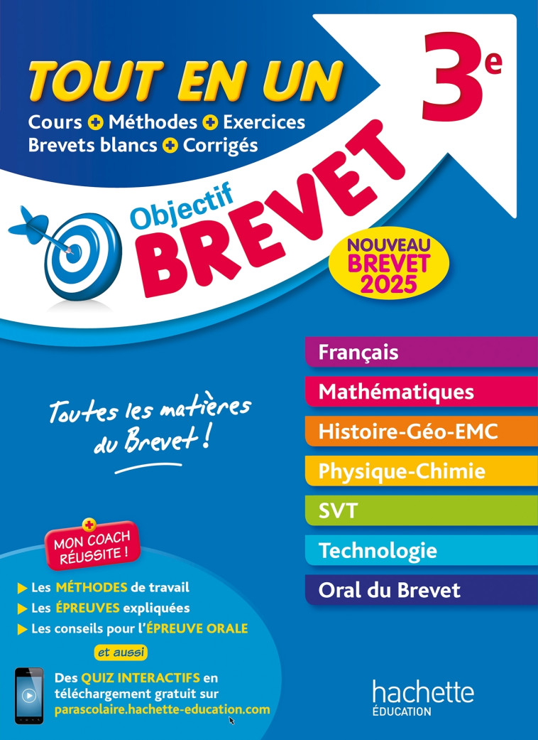 Objectif Brevet Tout-en-un 2025 - Philippe Rousseau, Isabelle Lisle, Laurent Bonnet, Sébastien Dessaint, Fabienne Ottevaere, Brigitte Réauté, Michèle Laskar, Christophe Saïsse, Malorie Gorillot - HACHETTE EDUC