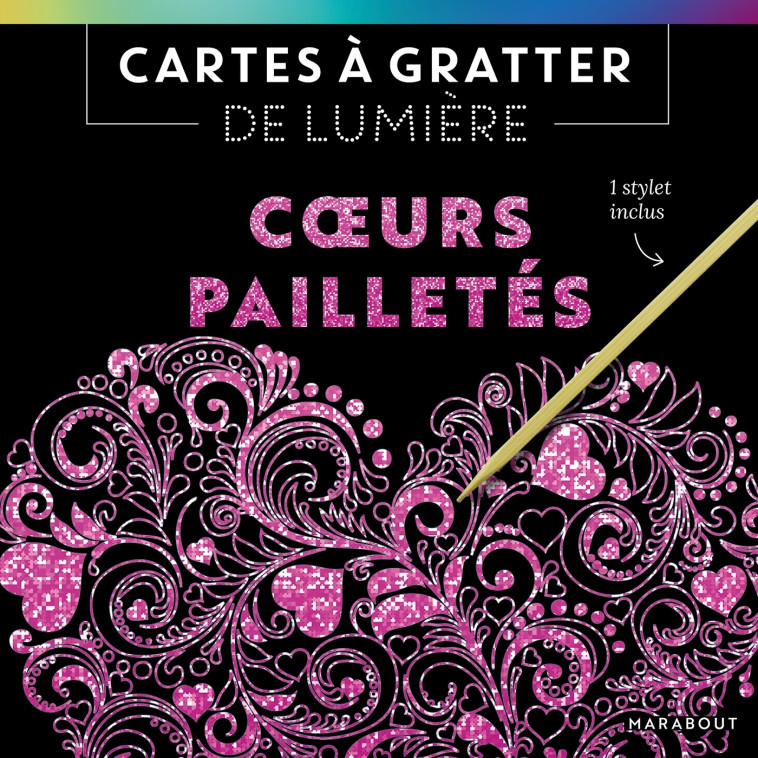 Cartes à gratter de lumière - Coeurs pailletés -   - MARABOUT