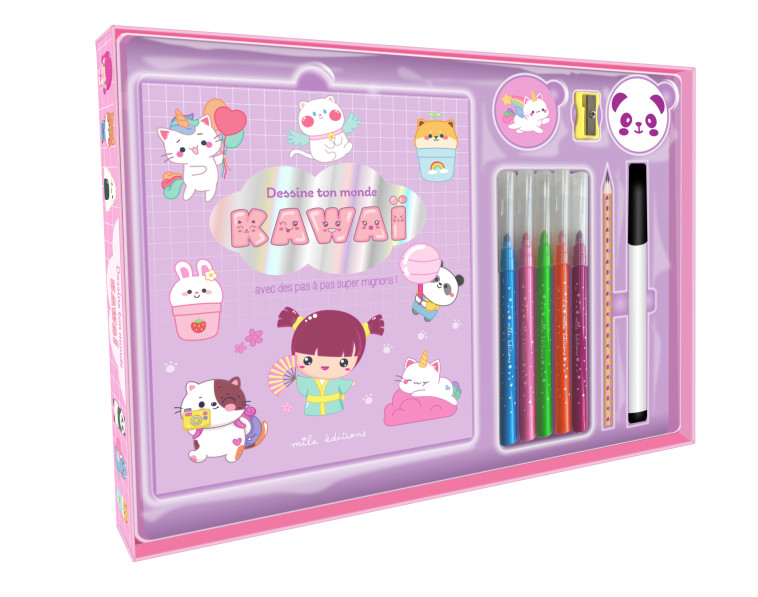 Dessine ton monde kawai (coffret) -  Collectif - MILA