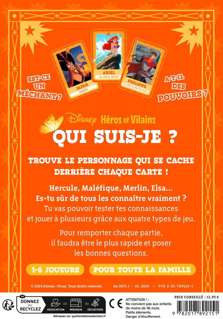 DISNEY -  "Qui suis-je ?" - Boîte de jeu de cartes - Spécial Héros et Vilains - XXX - DISNEY HACHETTE