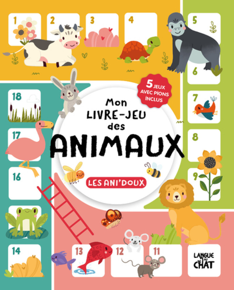 Mon livre-jeu des animaux - Les ani'doux - 5 jeux avec pions inclus - Mad Pillow, Collectif Collectif,  Collectif - LANGUE AU CHAT