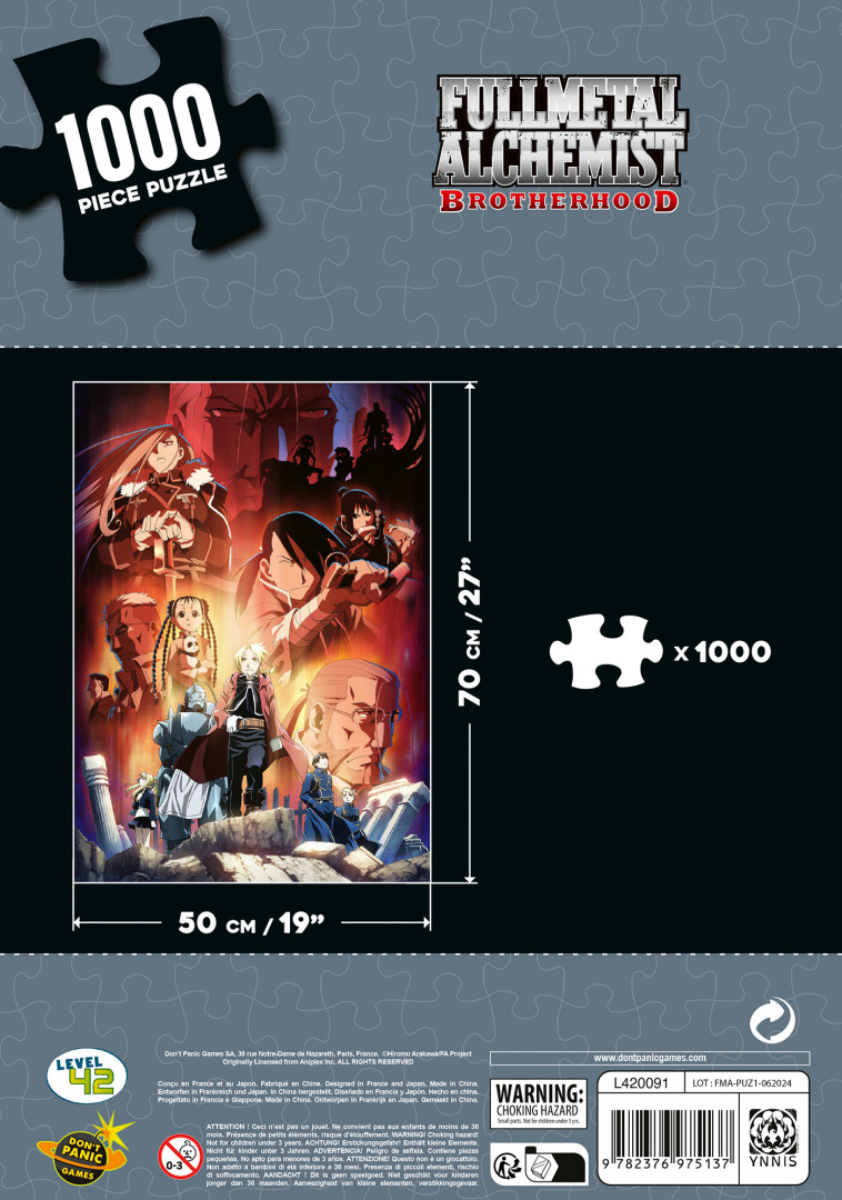 Fullmetal Alchemist Brotherhood puzzle 1000 pièces - XXX - YNNIS