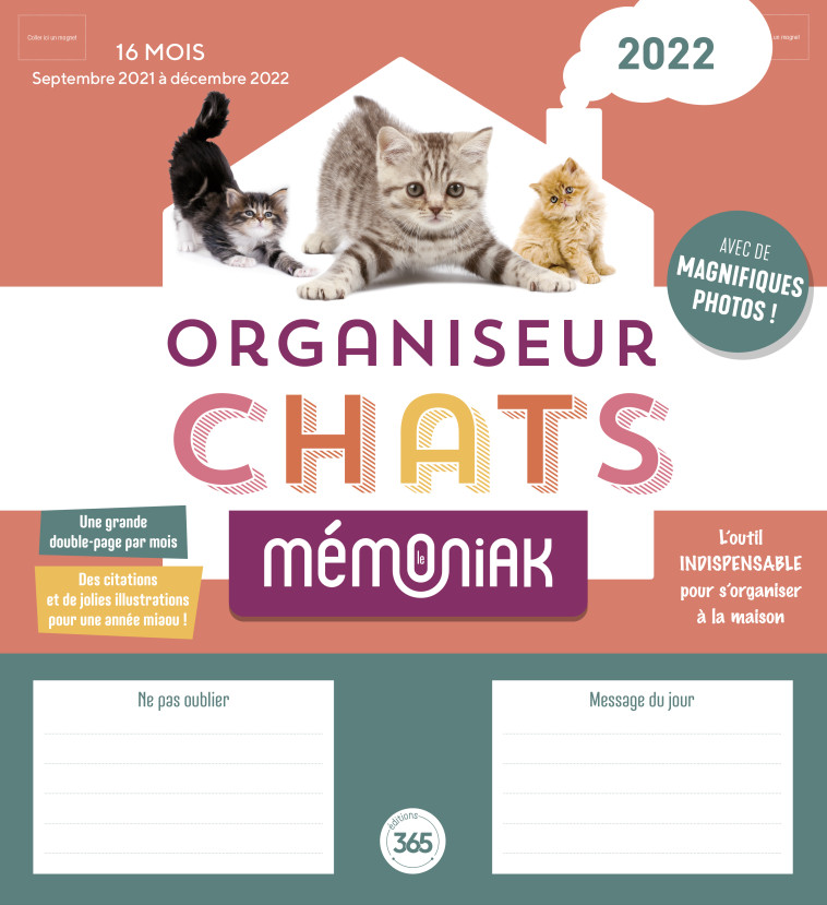 Organiseur familial Mémoniak spécial Chats 2021-2022 -  Editions 365 - 365 PARIS