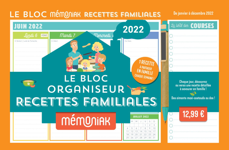 Le Bloc organiseur Mémoniak Recettes familiales 2022 -  Chefnini - 365 PARIS