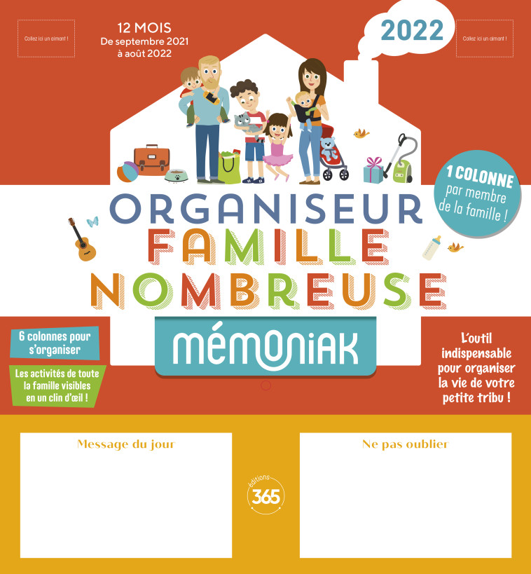 Organiseur familial Mémoniak spécial famille nombreuse 2021-2022 -  Editions 365 - 365 PARIS