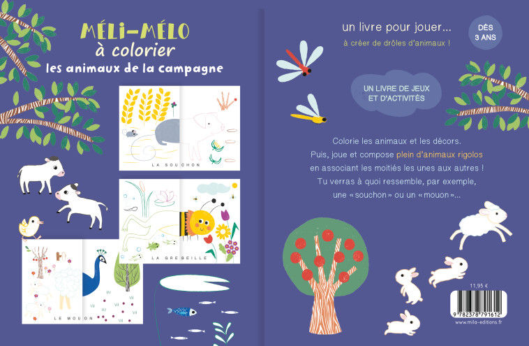 Méli-mélo à colorier : Les animaux de la campagne - Olivia Cosneau - MILA