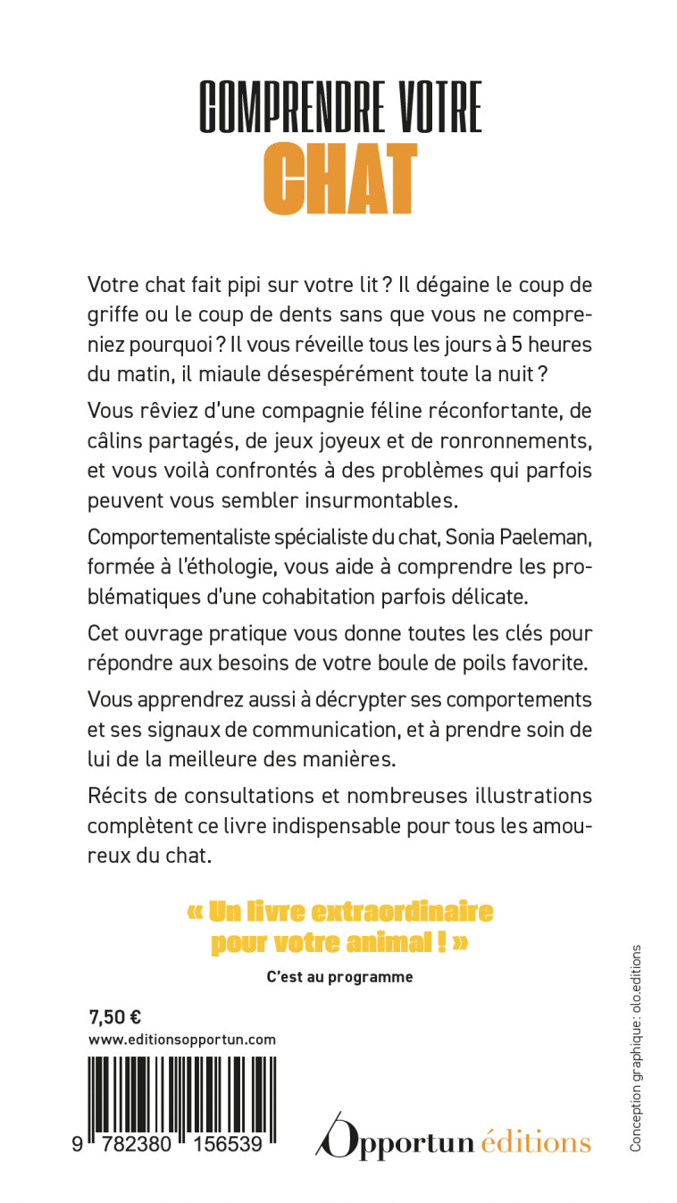 Comprendre votre chat - Sonia Paeleman - OPPORTUN