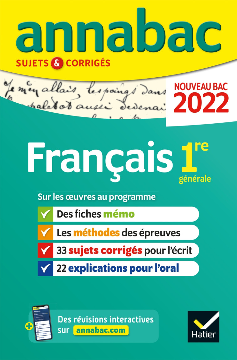 Annales du bac Annabac 2022 Français 1re générale - Hélène Bernard - HATIER