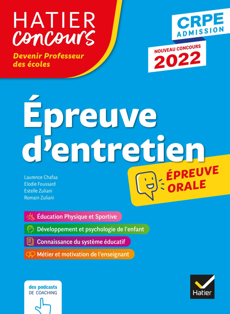 Epreuve d'entretien - CRPE 2022 - Epreuve orale d'admission - Laurence Chafaa - HATIER