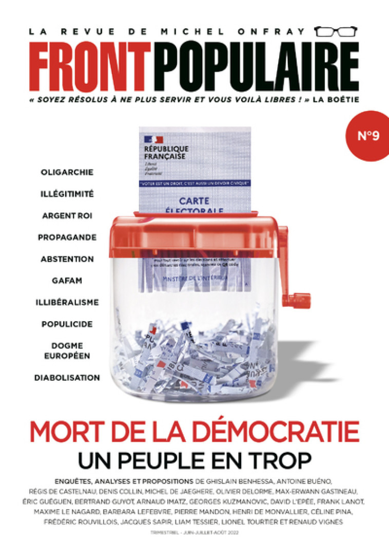 Front Populaire - N° 9 Mort de la démocratie. Un peuple en trop -  Collectif - DU PLENITRE