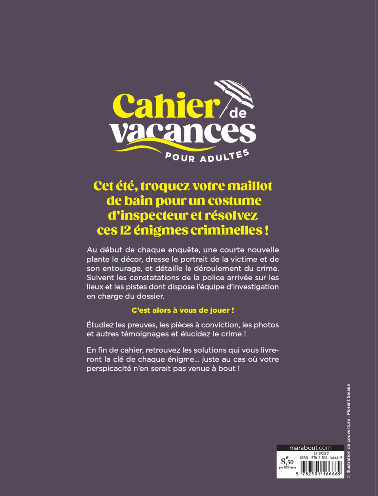 Le cahier de vacances pour adultes - Enquêtes criminelles -   - MARABOUT