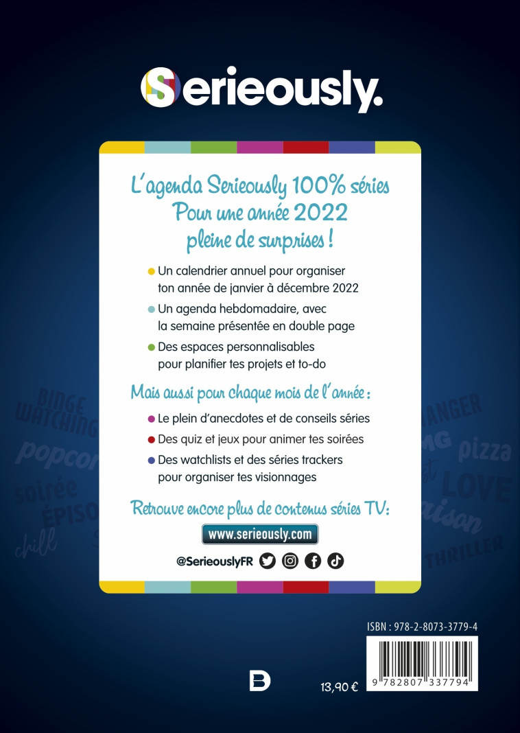 Mon agenda des séries 2022 -  Serieously - DE BOECK SUP