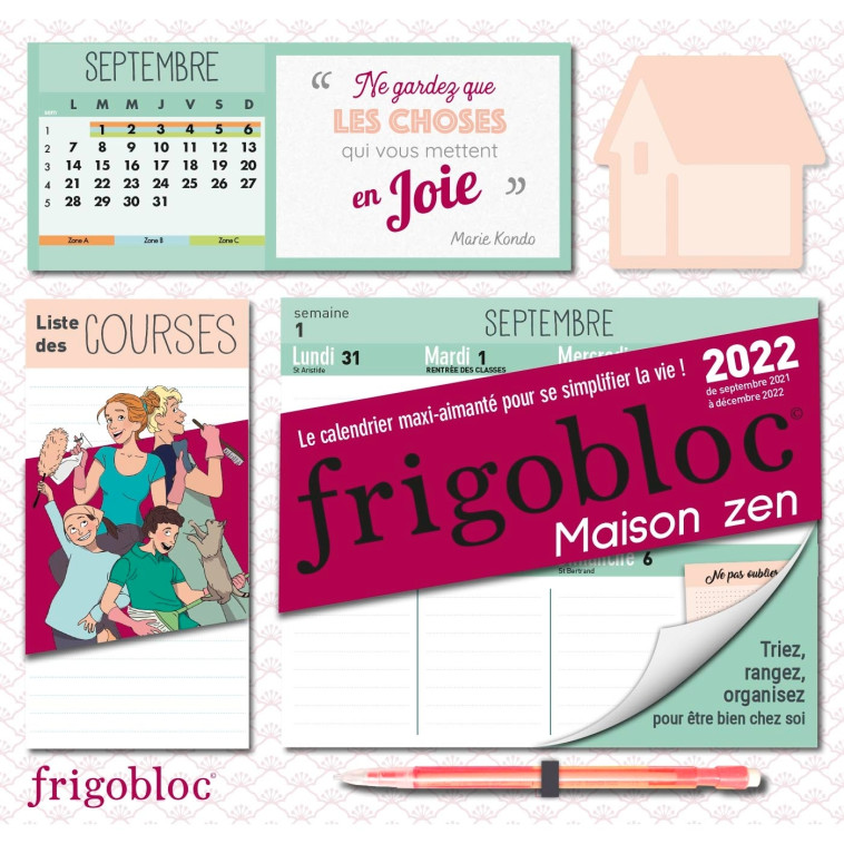 FRIGOBLOC HEBDOMADAIRE MAISON ZEN 2022 - 16 MOIS - (DE SEPT. 2021 À DÉC. 2022) - XXX - PLAY BAC