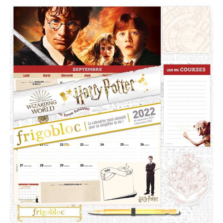 FRIGOBLOC MENSUEL HARRY POTTER 2022 - Calendrier d'organisation 16 mois (sept. 2021- déc. 2022) - XXX - PLAY BAC