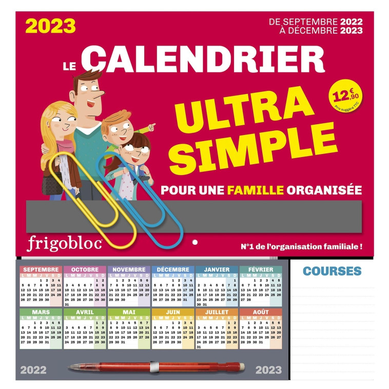 Frigobloc Le calendrier Ultra Simple pour une famille organisée ! (de sept. 2022 à déc. 2023) -  Playbac Éditions - PLAY BAC