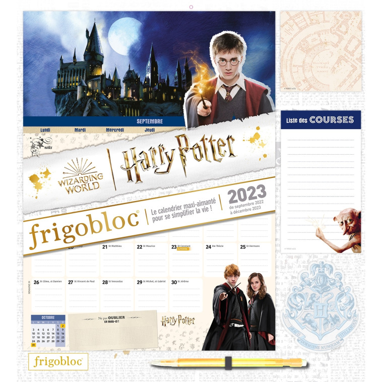 Frigobloc Mensuel 2023 Harry Potter (de sept. 2022 à déc. 2023) -  Playbac Éditions - PLAY BAC