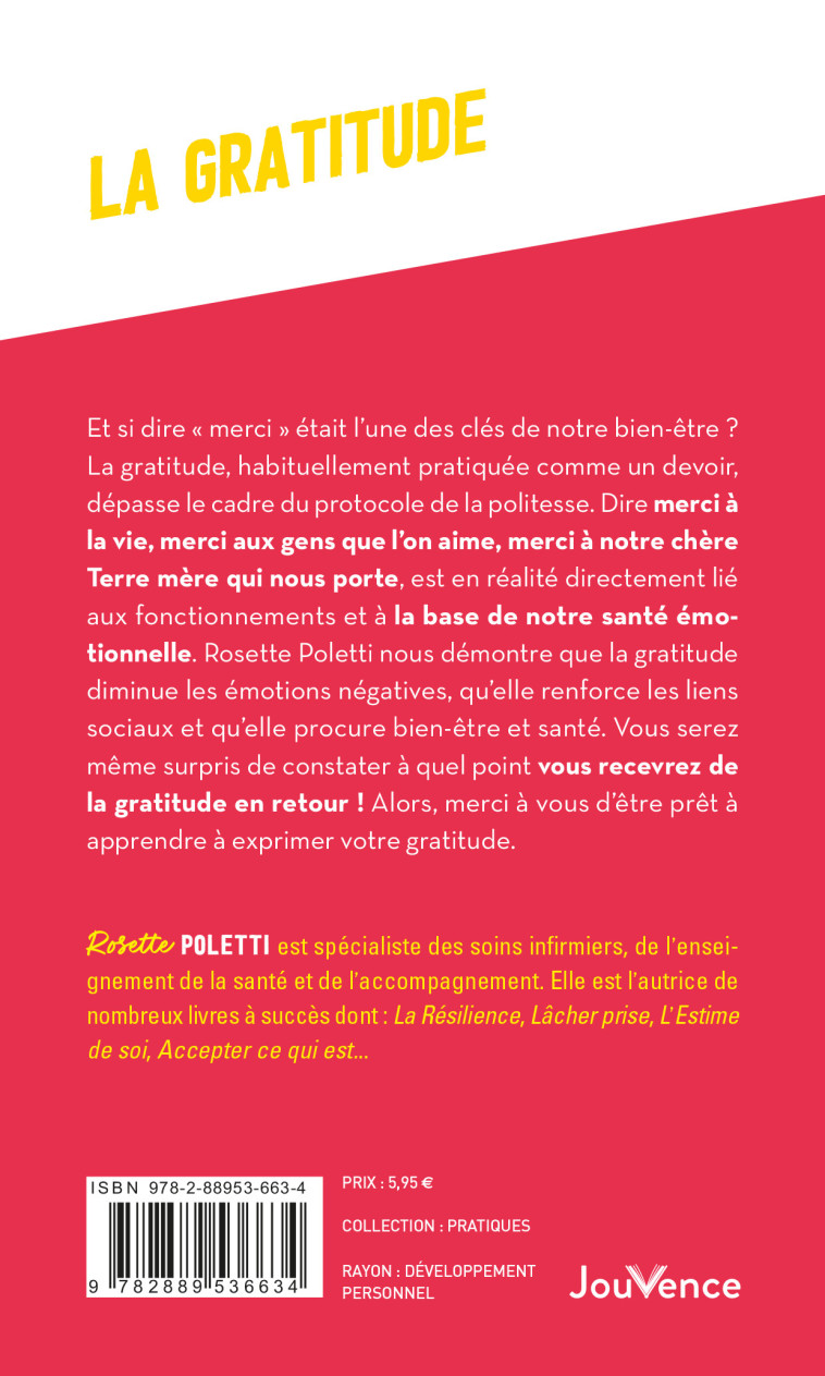 La gratitude - Rosette Poletti - JOUVENCE