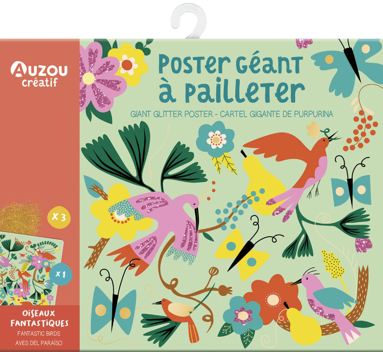 MA POCHETTE D'ARTISTE - POSTER GÉANT À PAILLETER - OISEAUX FANTASTIQUES - Sarah ANDREACCHIO (KERNER) - AUZOU