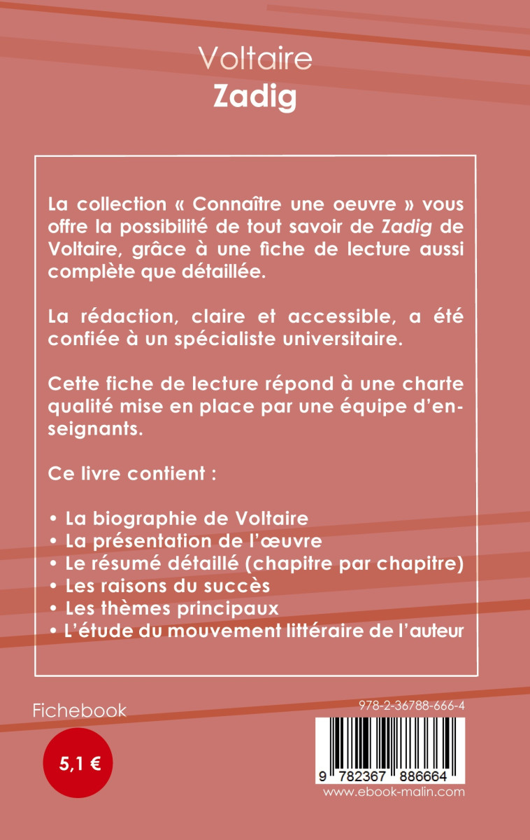 Fiche de lecture Zadig de Voltaire (Analyse littéraire de référence et résumé complet) -  Voltaire - CENACLE