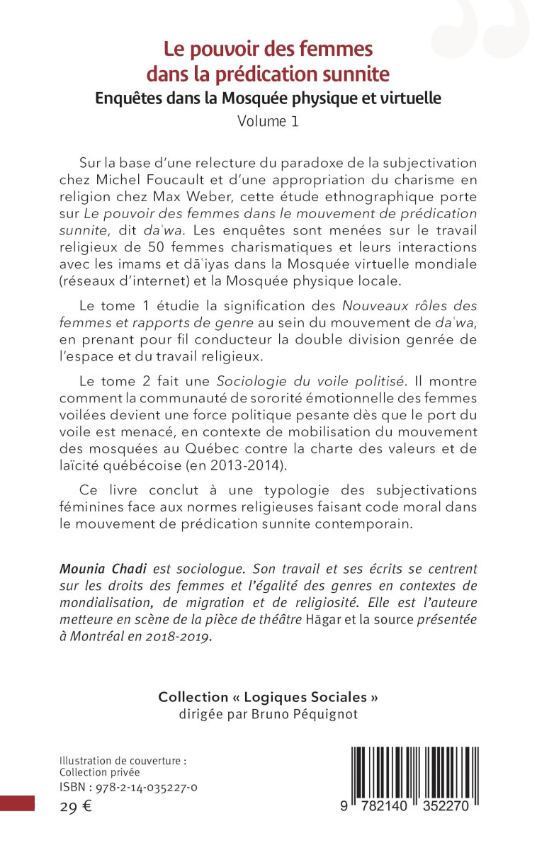 Le pouvoir des femmes dans la prédication sunnite - Mounia Chadi - L'HARMATTAN