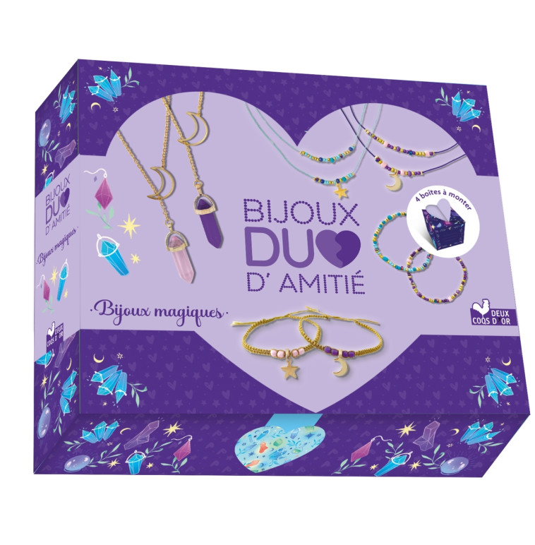 BIJOUX DUO D'AMITIÉ - BIJOUX MAGIQUES - COFFRET AVEC ACCESSOIRES - Mademoiselle Lupin - DEUX COQS D OR