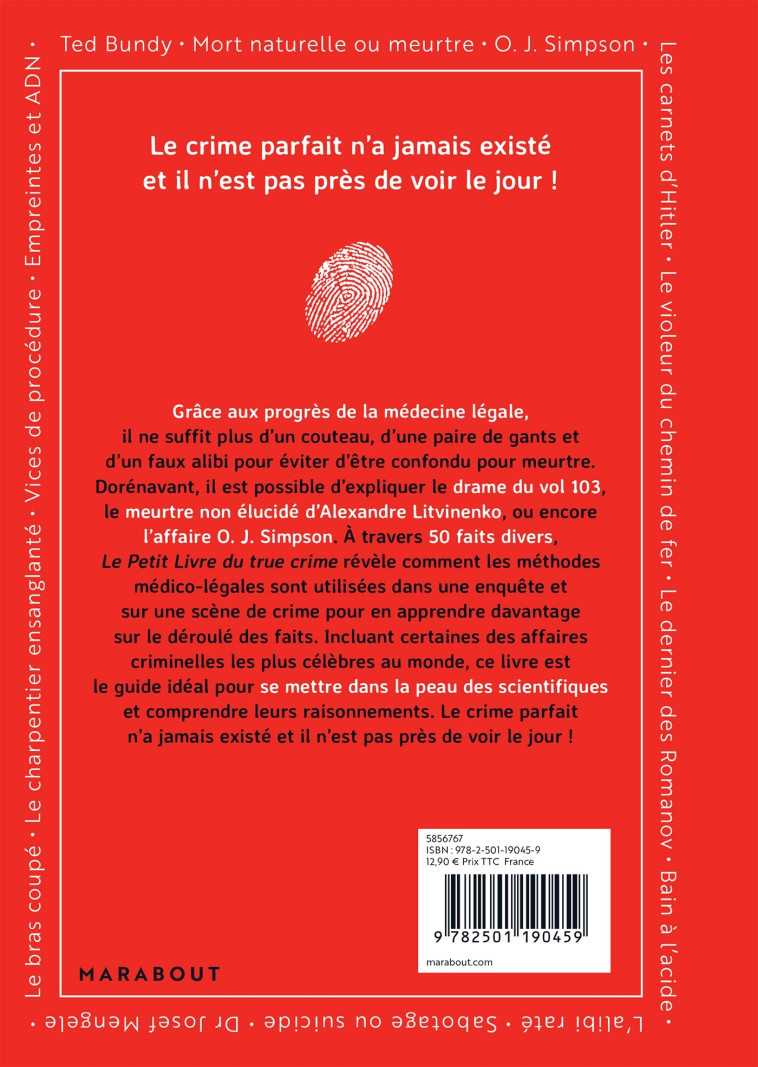 Le petit livre du True Crime - Joel Levy - MARABOUT