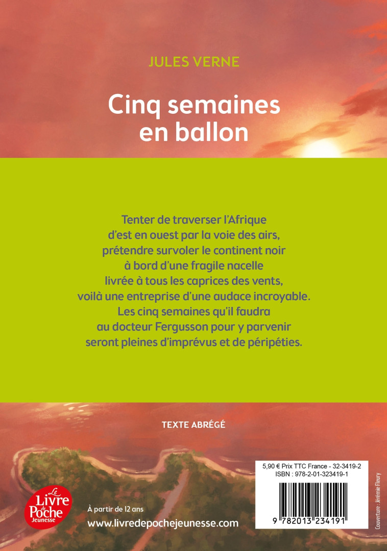 Cinq semaines en ballon - Texte Abrégé - Jules Verne, Jérémie Fleury, Jules Verne, Jérémie Fleury - POCHE JEUNESSE