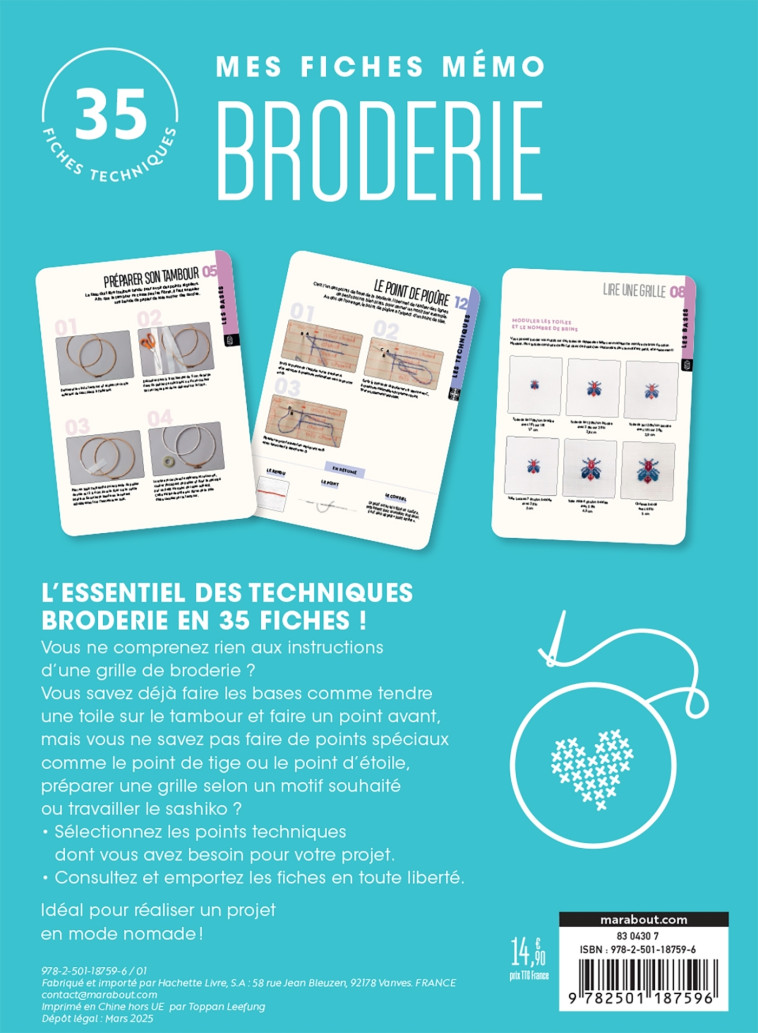 Mes fiches mémo Broderie - Marie-Noëlle Bayard - MARABOUT